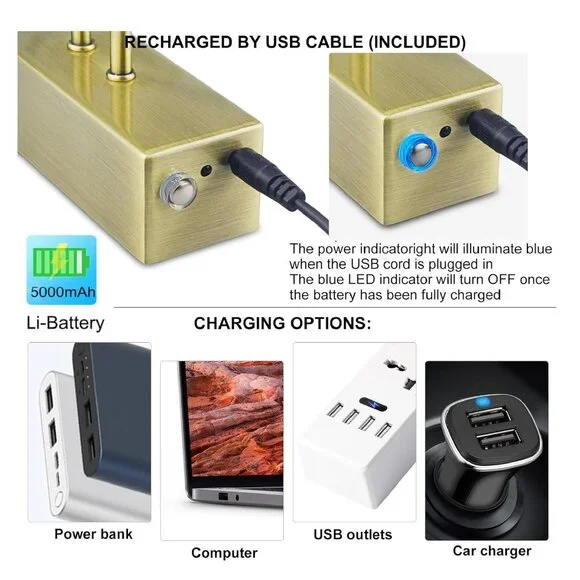 FUNCHDAY Picture Light Wireless, 13" Rechargeable Battery Operated Picture Light - Picture 5 of 6